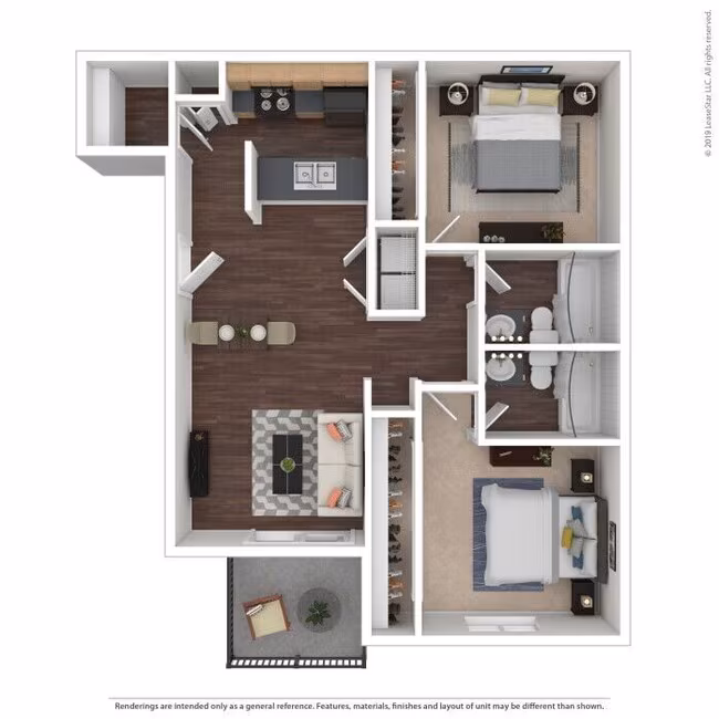 2 Bedrooms, 2 Bathrooms 254 floor plan